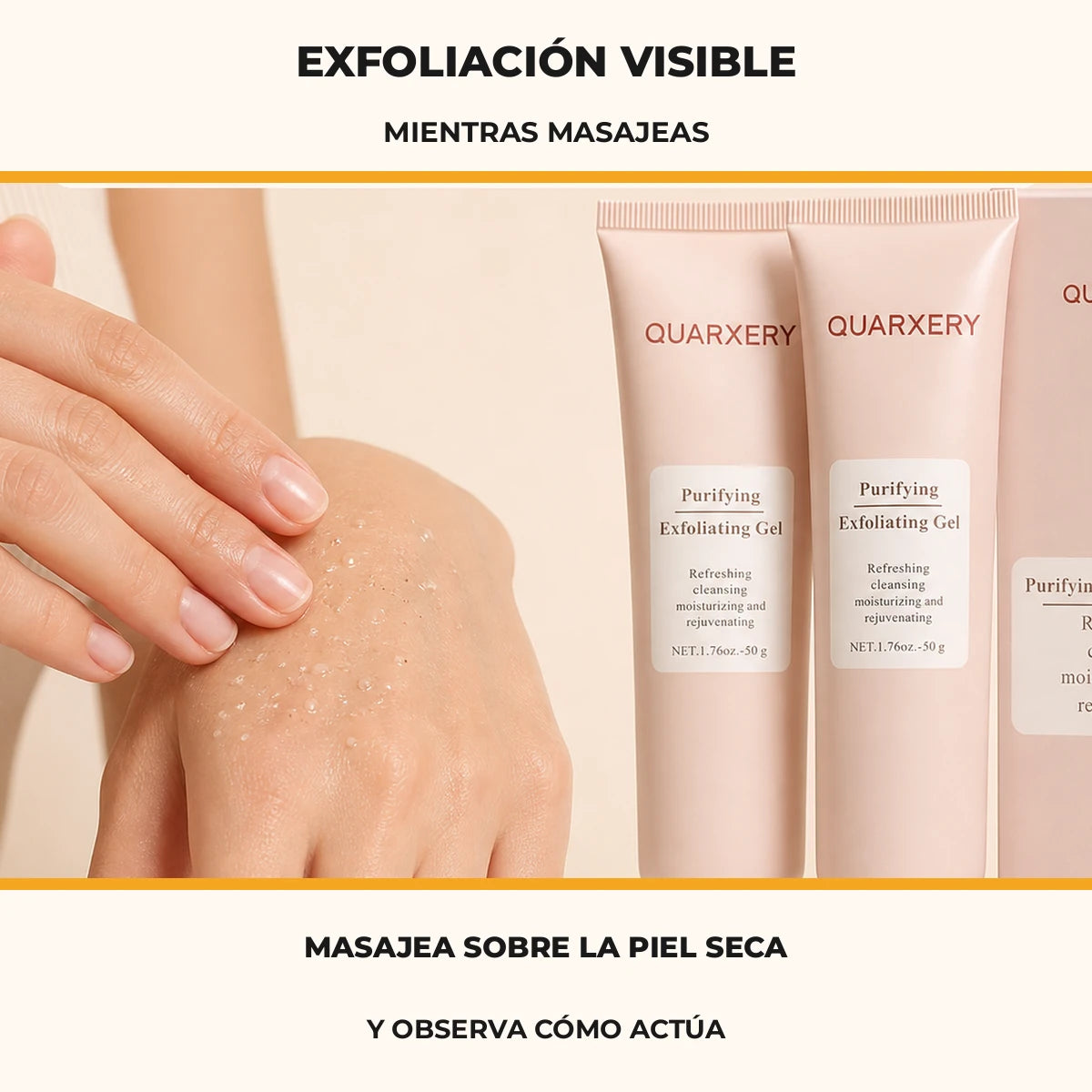 Exfoliación visible mientras masajeas