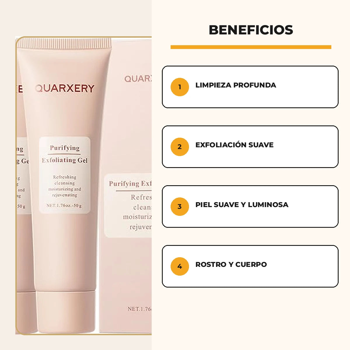 Beneficios del gel exfoliante Quarxery