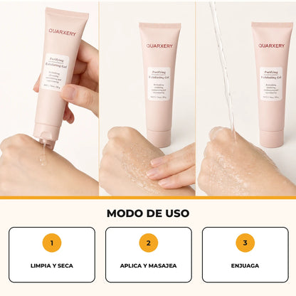 Modo de uso del gel exfoliante Quarxery