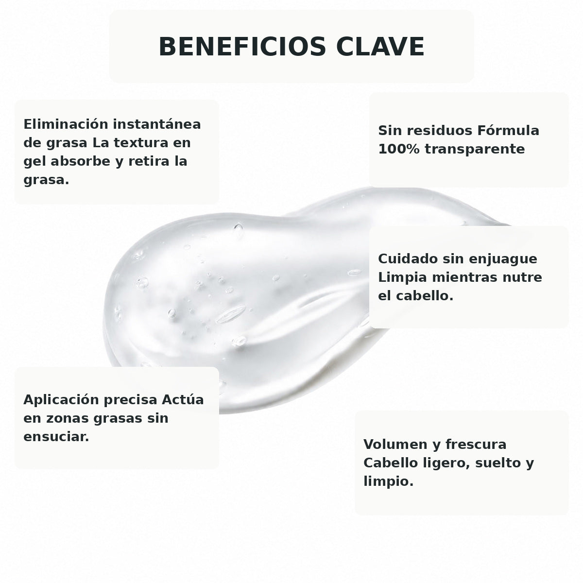 Beneficios clave del shampoo seco en gel